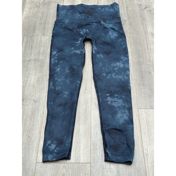 Spanx Womens Seamless Cropped Leggings Mid Rise Tie Dye Yoga Navy Blue Size 1X - Picture 2 of 7